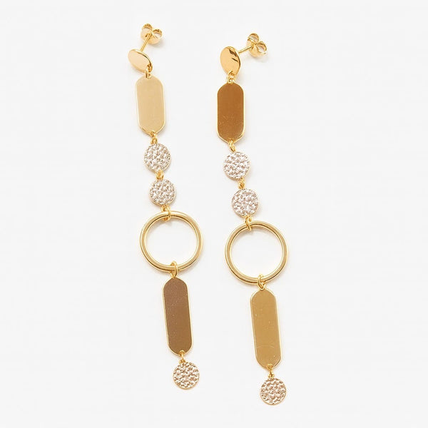 ✨ 18K Gold Plated Long Multi-Element Drop Earrings Silver 925 — Made in Italy ✨