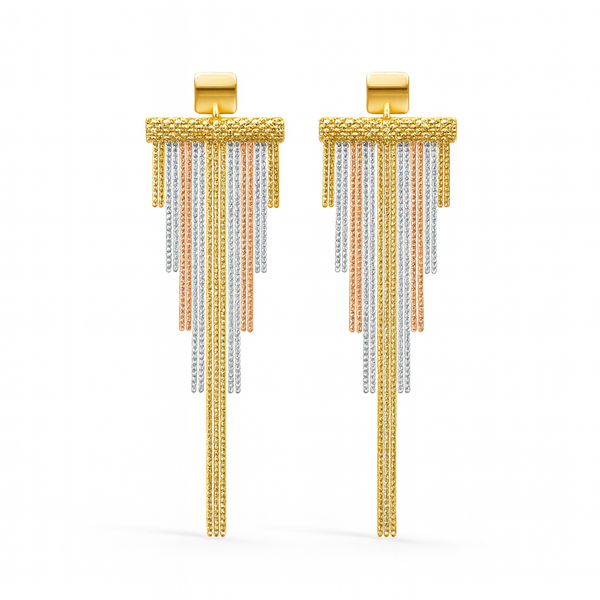 ✨ Triple-Tone Sterling Silver 925 Tassel Earrings ✨