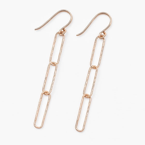 ✨ Rose Gold Plated Minimal Link Drop Earrings Silver 925 — Made in Italy ✨