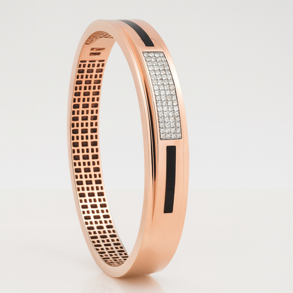 Rose Gold Black Enamel Sterling Silver Bracelet | Men’s Collection