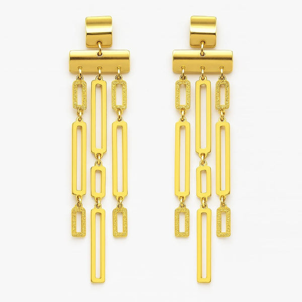 ✨ 18K Gold Plated Geometric Dangle Earrings Silver 925 — Made in Italy ✨