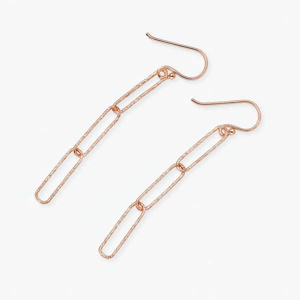 ✨ Rose Gold Plated Minimal Link Drop Earrings Silver 925 — Made in Italy ✨