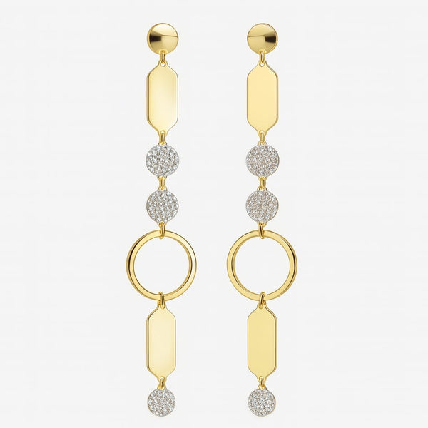 ✨ 18K Gold Plated Long Multi-Element Drop Earrings Silver 925 — Made in Italy ✨